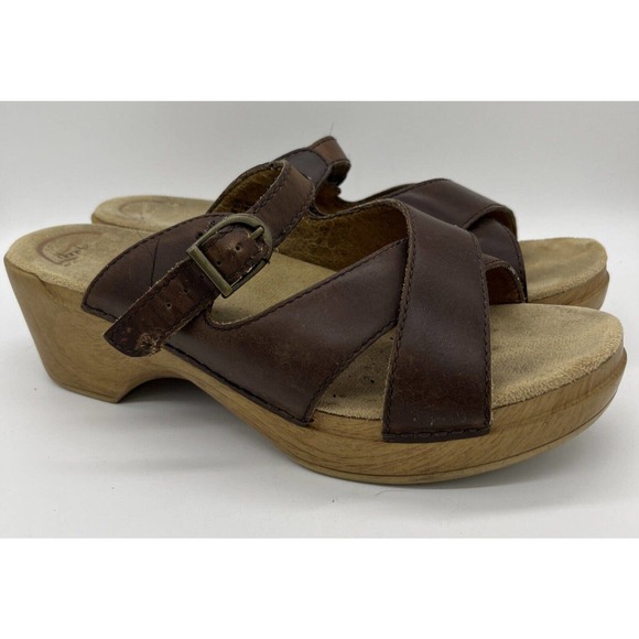 Dansko Shoes - Dansko Sela Clogs Sandals Women 9802782200 Brown Leather Size 40